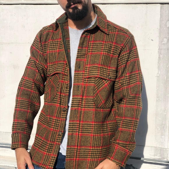 SOLD • Vintage 1970’s Plaid Green Woolrich Shirt - Picture 6 of 8